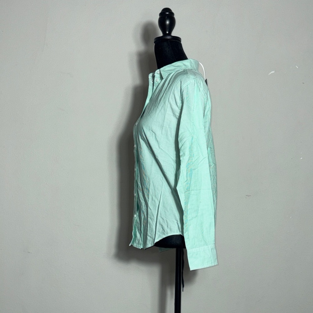 Everlane Relaxed Oxford shirt Green color with pinstripes patterns - Picture 4 of 9